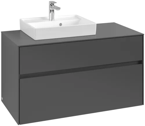 Picture of VILLEROY BOCH Collaro Vanity unit, with lighting, 2 pull-out compartments, 1000 x 548 x 500 mm, Graphite / Graphite #C014B0VR