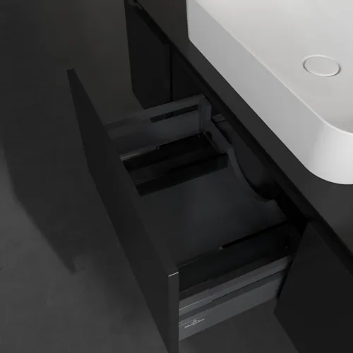 Bild von VILLEROY BOCH Legato Waschbeckenunterschrank, 3 Auszüge, 1200 x 380 x 500 mm, Black Matt Lacquer / Black Matt Lacquer #B75700PD