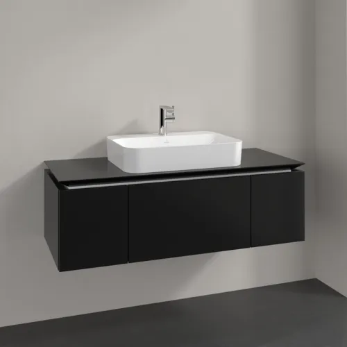 Bild von VILLEROY BOCH Legato Waschbeckenunterschrank, 3 Auszüge, 1200 x 380 x 500 mm, Black Matt Lacquer / Black Matt Lacquer #B75700PD