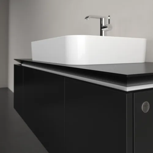 Bild von VILLEROY BOCH Legato Waschbeckenunterschrank, 3 Auszüge, 1200 x 380 x 500 mm, Black Matt Lacquer / Black Matt Lacquer #B75700PD