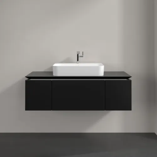 Bild von VILLEROY BOCH Legato Waschbeckenunterschrank, 3 Auszüge, 1200 x 380 x 500 mm, Black Matt Lacquer / Black Matt Lacquer #B75700PD