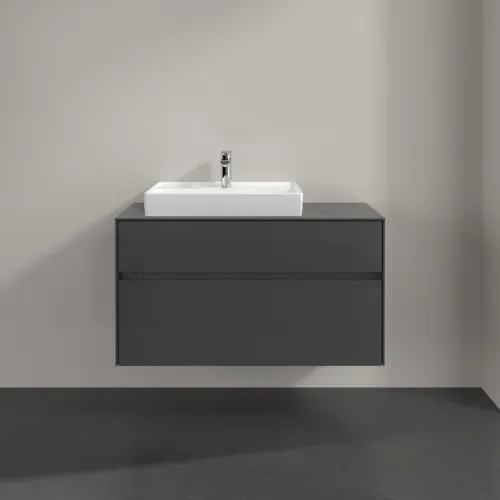 Bild von VILLEROY BOCH Collaro Waschbeckenunterschrank, mit Beleuchtung, 2 Auszüge, 1000 x 548 x 500 mm, Glossy Grey / Glossy Grey #C017B0FP