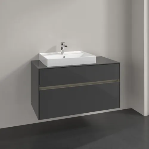 Bild von VILLEROY BOCH Collaro Waschbeckenunterschrank, mit Beleuchtung, 2 Auszüge, 1000 x 548 x 500 mm, Glossy Grey / Glossy Grey #C017B0FP