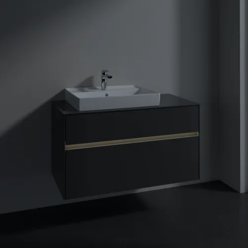 Bild von VILLEROY BOCH Collaro Waschbeckenunterschrank, mit Beleuchtung, 2 Auszüge, 1000 x 548 x 500 mm, Glossy Grey / Glossy Grey #C017B0FP