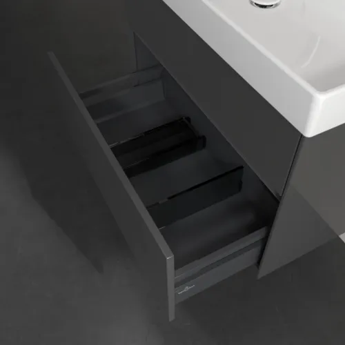 Bild von VILLEROY BOCH Collaro Waschbeckenunterschrank, mit Beleuchtung, 2 Auszüge, 754 x 546 x 444 mm, Glossy Grey #C010B0FP