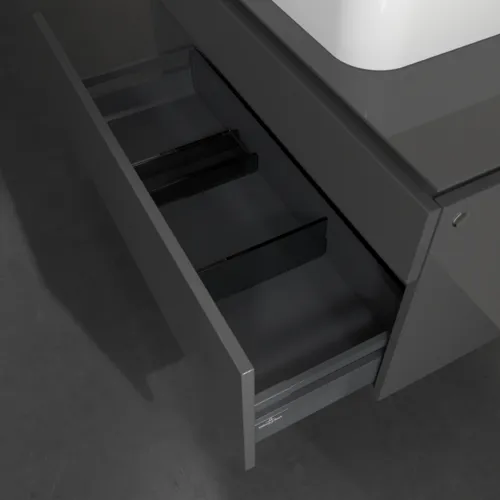 Bild von VILLEROY BOCH Legato Waschbeckenunterschrank, 2 Auszüge, 1000 x 550 x 500 mm, Glossy Grey / Glossy Grey #B75600FP
