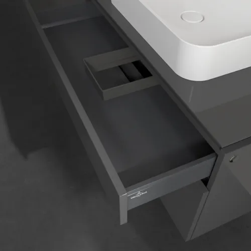 Bild von VILLEROY BOCH Legato Waschbeckenunterschrank, 2 Auszüge, 1000 x 550 x 500 mm, Glossy Grey / Glossy Grey #B75600FP
