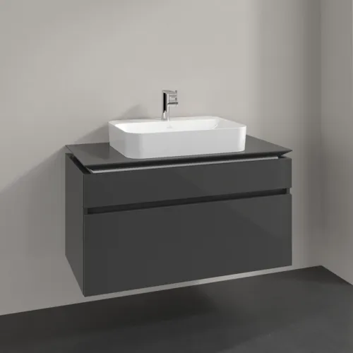Bild von VILLEROY BOCH Legato Waschbeckenunterschrank, 2 Auszüge, 1000 x 550 x 500 mm, Glossy Grey / Glossy Grey #B75600FP
