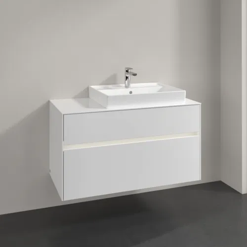 Bild von VILLEROY BOCH Collaro Waschbeckenunterschrank, mit Beleuchtung, 2 Auszüge, 1000 x 548 x 500 mm, Glossy White / Glossy White #C018B0DH