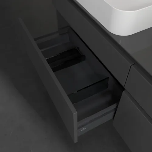 Bild von VILLEROY BOCH Legato Waschbeckenunterschrank, mit Beleuchtung, 4 Auszüge, 1600 x 550 x 500 mm, Glossy Grey / Glossy Grey #B768L0FP