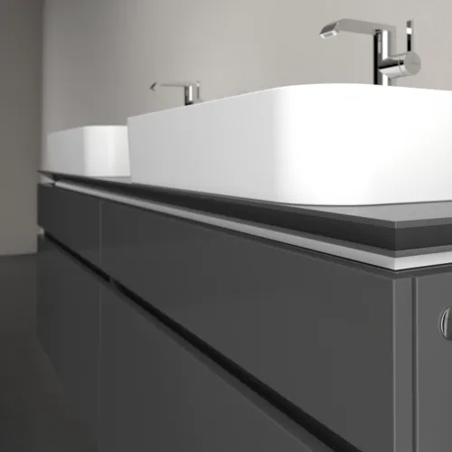 Bild von VILLEROY BOCH Legato Waschbeckenunterschrank, mit Beleuchtung, 4 Auszüge, 1600 x 550 x 500 mm, Glossy Grey / Glossy Grey #B768L0FP