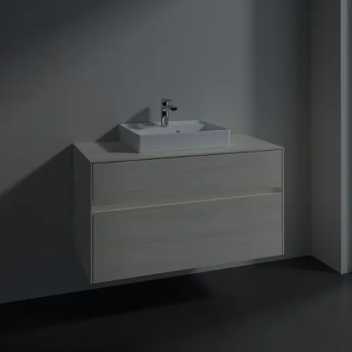 Bild von VILLEROY BOCH Collaro Waschbeckenunterschrank, mit Beleuchtung, 2 Auszüge, 1000 x 548 x 500 mm, White Oak / White Oak #C016B0AA