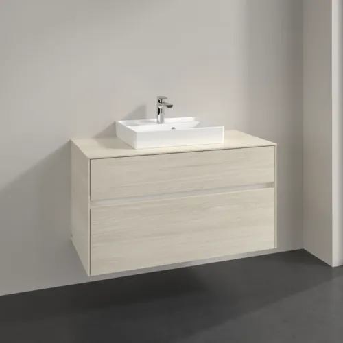 Bild von VILLEROY BOCH Collaro Waschbeckenunterschrank, mit Beleuchtung, 2 Auszüge, 1000 x 548 x 500 mm, White Oak / White Oak #C016B0AA
