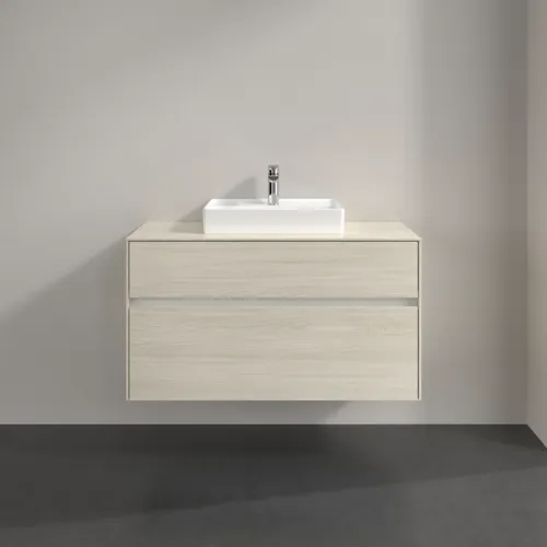 Bild von VILLEROY BOCH Collaro Waschbeckenunterschrank, mit Beleuchtung, 2 Auszüge, 1000 x 548 x 500 mm, White Oak / White Oak #C016B0AA