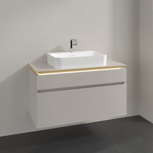 Bild von VILLEROY BOCH Legato Waschbeckenunterschrank, mit Beleuchtung, 2 Auszüge, 1000 x 550 x 500 mm, Soft Grey / Soft Grey #B756L0VK