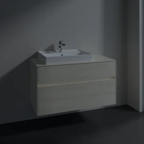 Bild von VILLEROY BOCH Collaro Waschbeckenunterschrank, mit Beleuchtung, 2 Auszüge, 1000 x 548 x 500 mm, White Oak / White Oak #C017B0AA