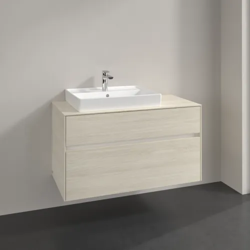Bild von VILLEROY BOCH Collaro Waschbeckenunterschrank, mit Beleuchtung, 2 Auszüge, 1000 x 548 x 500 mm, White Oak / White Oak #C017B0AA