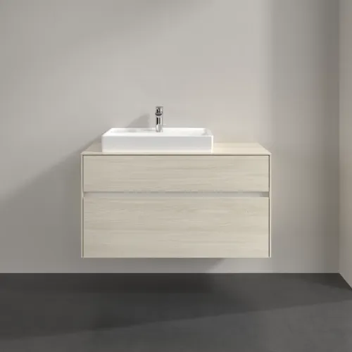 Bild von VILLEROY BOCH Collaro Waschbeckenunterschrank, mit Beleuchtung, 2 Auszüge, 1000 x 548 x 500 mm, White Oak / White Oak #C017B0AA