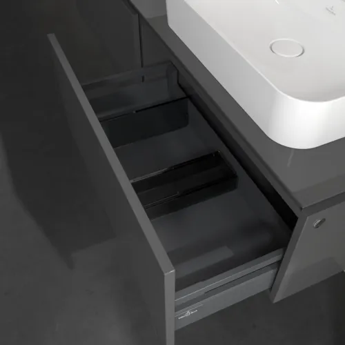 Bild von VILLEROY BOCH Legato Waschbeckenunterschrank, mit Beleuchtung, 2 Auszüge, 1600 x 380 x 500 mm, Glossy Grey / Glossy Grey #B767L0FP