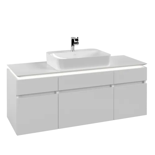 VILLEROY BOCH Legato Vanity unit, with lighting, 5 pull-out compartments, 1400 x 550 x 500 mm, White Matt / White Matt #B760L0MS resmi