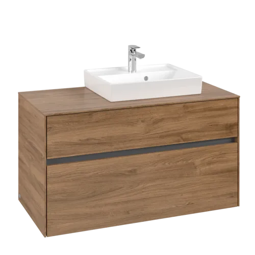 Picture of VILLEROY BOCH Collaro Vanity unit, 2 pull-out compartments, 1000 x 548 x 500 mm, Oak Kansas #C01500RH