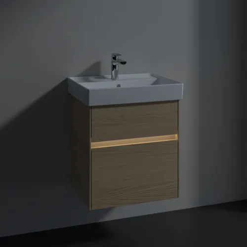 Bild von VILLEROY BOCH Collaro Waschbeckenunterschrank, mit Beleuchtung, 2 Auszüge, 510 x 546 x 414 mm, Nordic Oak #C007B0VJ