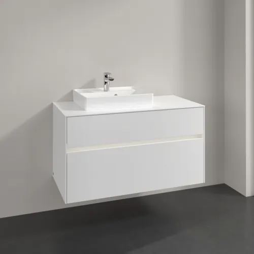 Bild von VILLEROY BOCH Collaro Waschbeckenunterschrank, mit Beleuchtung, 2 Auszüge, 1000 x 548 x 500 mm, White Matt / White Matt #C014B0MS