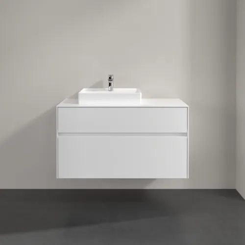 Bild von VILLEROY BOCH Collaro Waschbeckenunterschrank, mit Beleuchtung, 2 Auszüge, 1000 x 548 x 500 mm, White Matt / White Matt #C014B0MS