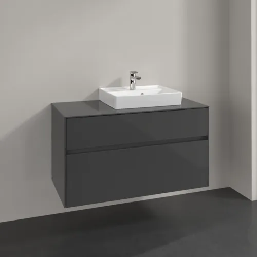 Bild von VILLEROY BOCH Collaro Waschbeckenunterschrank, 2 Auszüge, 1000 x 548 x 500 mm, Glossy Grey / Glossy Grey #C01500FP