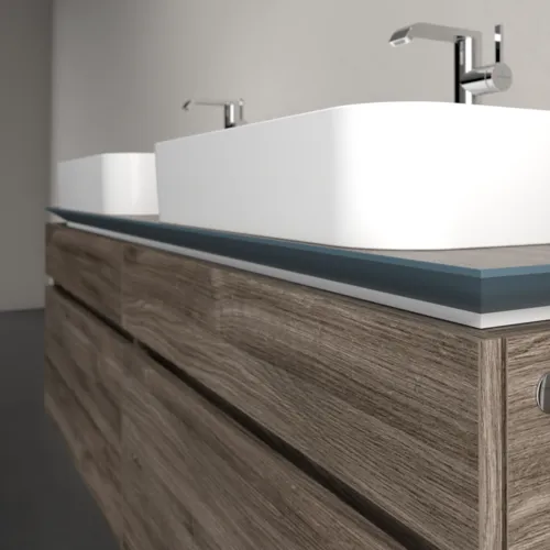 Bild von VILLEROY BOCH Legato Waschbeckenunterschrank, mit Beleuchtung, 4 Auszüge, 1600 x 550 x 500 mm, Stone Oak / Stone Oak #B768L0RK