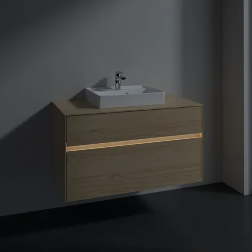 Bild von VILLEROY BOCH Collaro Waschbeckenunterschrank, mit Beleuchtung, 2 Auszüge, 1000 x 548 x 500 mm, Nordic Oak / Nordic Oak #C016B0VJ