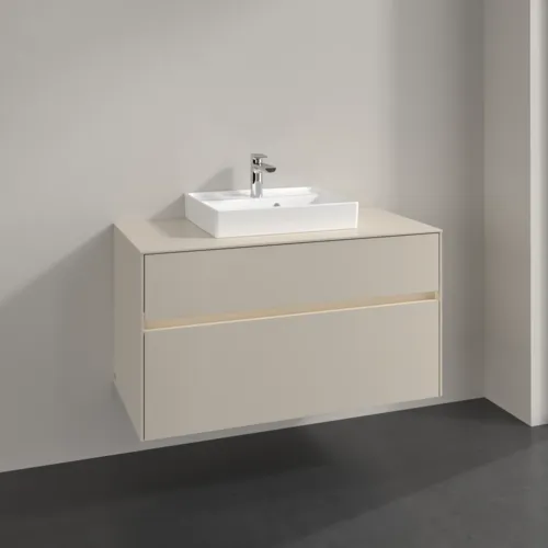 VILLEROY BOCH Collaro Waschbeckenunterschrank, mit Beleuchtung, 2 Auszüge, 1000 x 548 x 500 mm, Cashmere Grey / Cashmere Grey #C016B0VN, Bild 2