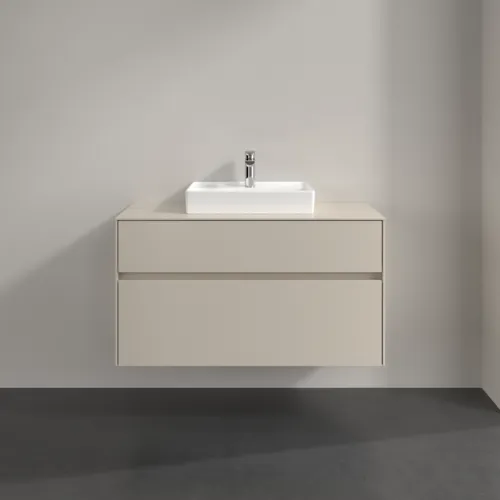 VILLEROY BOCH Collaro Waschbeckenunterschrank, mit Beleuchtung, 2 Auszüge, 1000 x 548 x 500 mm, Cashmere Grey / Cashmere Grey #C016B0VN, Bild 3