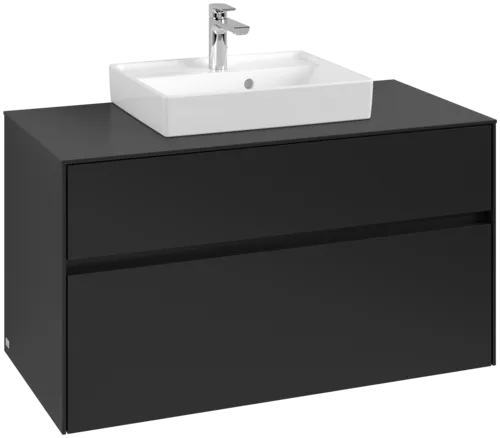 Picture of VILLEROY BOCH Collaro Vanity unit, with lighting, 2 pull-out compartments, 1000 x 548 x 500 mm, Volcano Black / Volcano Black #C016B0VL