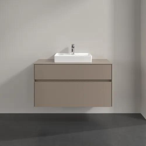 Bild von VILLEROY BOCH Collaro Waschbeckenunterschrank, mit Beleuchtung, 2 Auszüge, 1000 x 548 x 500 mm, Taupe / Taupe #C016B0VM