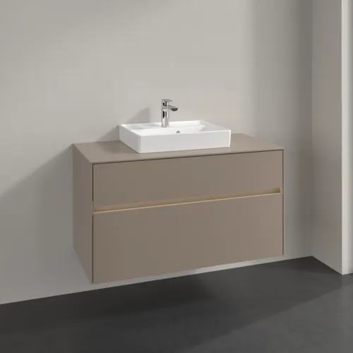 Bild von VILLEROY BOCH Collaro Waschbeckenunterschrank, mit Beleuchtung, 2 Auszüge, 1000 x 548 x 500 mm, Taupe / Taupe #C016B0VM