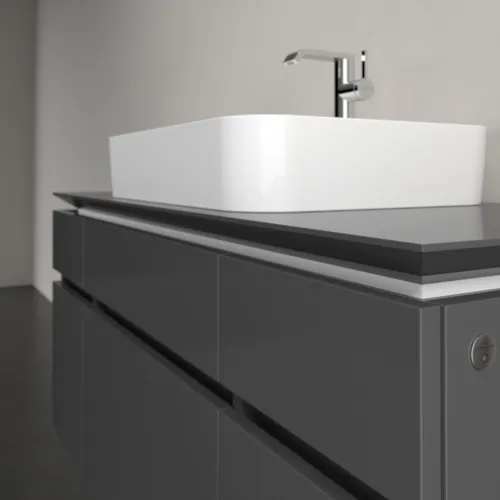 Bild von VILLEROY BOCH Legato Waschbeckenunterschrank, mit Beleuchtung, 5 Auszüge, 1200 x 550 x 500 mm, Glossy Grey / Glossy Grey #B758L0FP