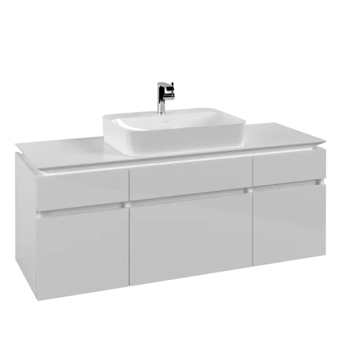 VILLEROY BOCH Legato Vanity unit, 5 pull-out compartments, 1400 x 550 x 500 mm, Glossy White / Glossy White #B76000DH resmi