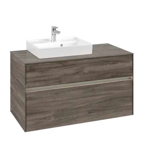 Picture of VILLEROY BOCH Collaro Vanity unit, with lighting, 2 pull-out compartments, 1000 x 548 x 500 mm, Stone Oak #C014B0RK