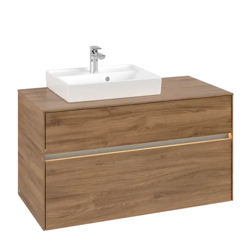 Picture of VILLEROY BOCH Collaro Vanity unit, with lighting, 2 pull-out compartments, 1000 x 548 x 500 mm, Oak Kansas #C014B0RH