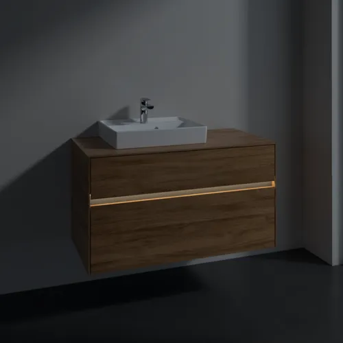 Bild von VILLEROY BOCH Collaro Waschbeckenunterschrank, mit Beleuchtung, 2 Auszüge, 1000 x 548 x 500 mm, Kansas Oak #C014B0RH