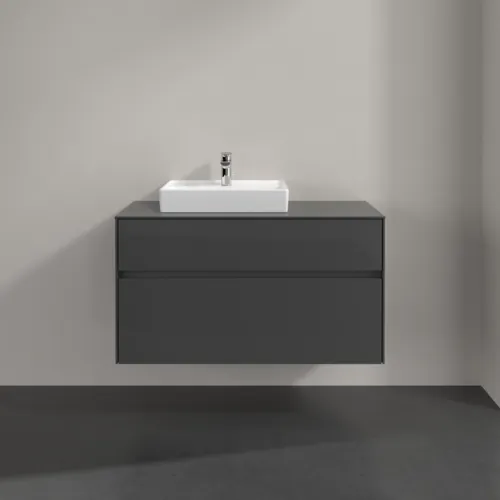 Bild von VILLEROY BOCH Collaro Waschbeckenunterschrank, 2 Auszüge, 1000 x 548 x 500 mm, Glossy Grey / Glossy Grey #C01400FP