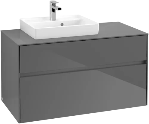 Picture of VILLEROY BOCH Collaro Vanity unit, 2 pull-out compartments, 1000 x 548 x 500 mm, Glossy Grey / Glossy Grey #C01400FP