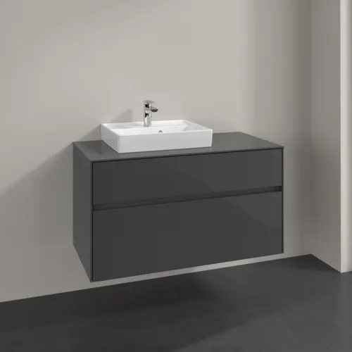 Bild von VILLEROY BOCH Collaro Waschbeckenunterschrank, 2 Auszüge, 1000 x 548 x 500 mm, Glossy Grey / Glossy Grey #C01400FP