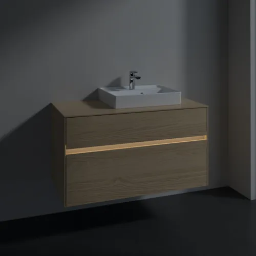 Bild von VILLEROY BOCH Collaro Waschbeckenunterschrank, mit Beleuchtung, 2 Auszüge, 1000 x 548 x 500 mm, Nordic Oak / Nordic Oak #C015B0VJ
