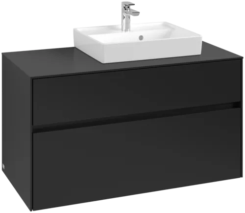 Picture of VILLEROY BOCH Collaro Vanity unit, with lighting, 2 pull-out compartments, 1000 x 548 x 500 mm, Volcano Black / Volcano Black #C015B0VL