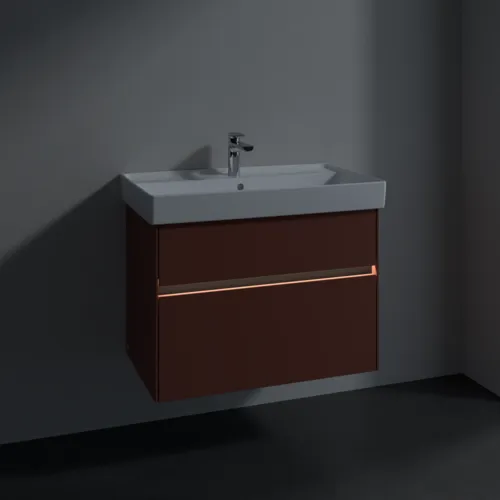 Bild von VILLEROY BOCH Collaro Waschbeckenunterschrank, mit Beleuchtung, 2 Auszüge, 754 x 546 x 444 mm, Wine Red #C010B0AH