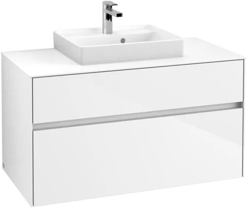 Picture of VILLEROY BOCH Collaro Vanity unit, 2 pull-out compartments, 1000 x 548 x 500 mm, Glossy White / Glossy White #C01600DH