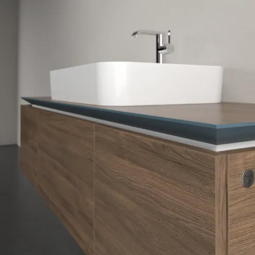 Bild von VILLEROY BOCH Legato Waschbeckenunterschrank, mit Beleuchtung, 3 Auszüge, 1400 x 380 x 500 mm, Arizona Oak / Arizona Oak #B759L0VH
