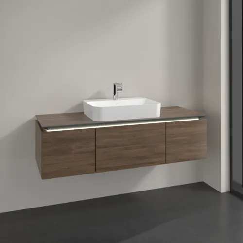 Bild von VILLEROY BOCH Legato Waschbeckenunterschrank, mit Beleuchtung, 3 Auszüge, 1400 x 380 x 500 mm, Arizona Oak / Arizona Oak #B759L0VH